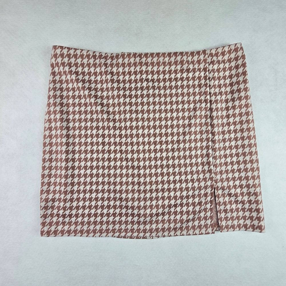 Fashion Nova Flame In Your Heart Houndstooth Mini Skirt - Mauve